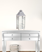 Set of Two White and Silver Metal Geometric Floor Lantern Candle Holders - $3,905.98 MXN