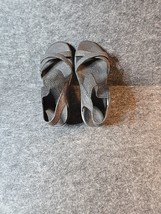 Skechers Women’s Cali Beverlee High Tea Gray &amp; Black Wedge Sandals Size 6.5 - £22.34 GBP