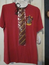 Nwt - Harry Potter Gryffindor Adult M Short Sleeve Tee With Glasses &amp; Tie - £10.35 GBP