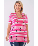 Plus Striped And Distressed Cut-out Top - $17.20 CAD