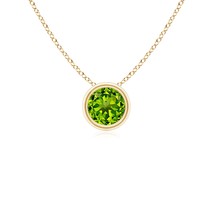 ANGARA Natural Round Peridot Pendant Necklace in 14K Yellow Gold (AAAA, 0.3 Ct) - £424.81 GBP