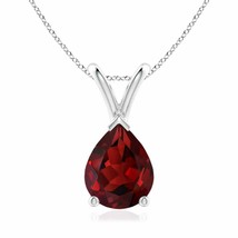 Authenticity Guarantee 
V-Bale Pear-Shaped Garnet Solitaire Pendant in Platinum - £470.18 GBP