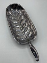 Vintage  Silver Pewter 15&quot; Leaf  Shape Serving Platter Dish Plate - $24.00
