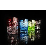Faberge Atelier Crystal Colored Old Fashion Glasses  4 1/2&quot; H x 3 7/8&quot; W... - £782.69 GBP