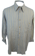 Ermenegildo Zegna Men Dress Shirt sz Medium veritical stripe blue beige - £23.29 GBP