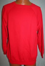 Vintage 80s HANES Blank Red Cotton/Acrylic Raglan Sleeve SWEATSHIRT XL M... - $24.74