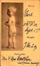 Antique 1911 Birth Announcement POSTCARD- &quot;It&#39;s A Girl&quot; Arrived 2:45 PM- Bkc - £4.74 GBP