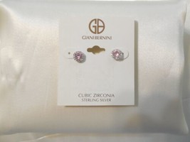 Giani Bernini  1/4 &quot; Sterling Silver Pink Cubic Zirconia Stud Earrings Y543 $60 - £25.94 GBP