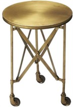 Accent Table Industrial Chic Antique Gold Distressed Iron - £342.85 GBP