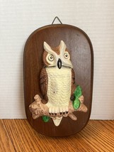 VINTAGE 3D Owl Wall Plaque Hanging Decor 1960/1970s MCM Ceramic On Wood ... - $13.00