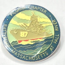 Battleship Massachusetts at Fall River Pilgrim Chapter Vintage Pin  - £7.87 GBP