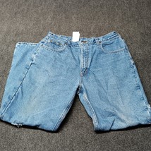 Carhartt Jeans Men 38x30 Blue Fleece Lined B155 DST Distressed Workwear - £18.01 GBP
