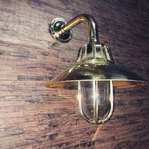 Antique New Brass Passageway Alleyway Bulkhead Wall Sconce Light with Shade - £119.86 GBP