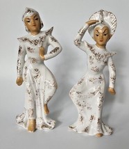 Vintage Lefton China/Asian Pair Chinese Porcelain Figurines Dancing Ladies PB177 - £90.31 GBP
