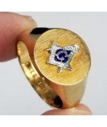 men&#39;s 14kt ge GOLD ring ESPO band size 13 yellow MASONIC estate sale! - $842.87 MXN