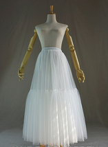 A-line White Layered Tulle Skirt Women Custom Plus Size Dot Fluffy Tulle Tutu Sk image 4