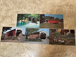 Vintage Lot Of 5 Amish Country Covered Bridge Postcards Pennsylvania - £5.41 GBP