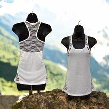 Chebery white lace trimmed Racer Back tank top Women’s Size L Large - $12.22
