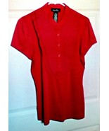 Susie Rose Red Pleated Tapered Short Sleeve Blouse Ladies Juniors Size 15 - £11.61 GBP