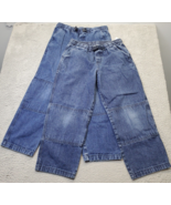 Lot Of 2 Lands&#39; End Jeans Kids 16 Blue Denim Pleated Straight Adjustable... - $26.24