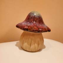 Ceramic Mushroom Garden Statue, Red Toadstool, Mushroom Figurine, Fairy ... - $12.99