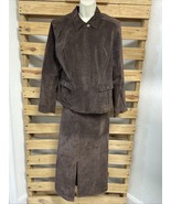 Alfani Dark Brown Leather Suit Coat Long Pencil Skirt Set Woman&#39;s Size 1... - $40.72 CAD
