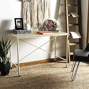 Safavieh Home Office Callie Modern Rustic Brown and Cream Rolling Desk - £167.92 GBP