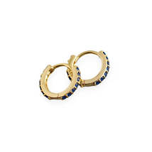 Anyco Earrings Gold Plated Blue Punk Pave CZ Simple Round 8.8MM Ear Buckle - £17.37 GBP