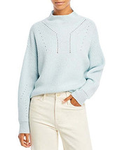 Aqua Cashmere Novelty Stitch Cashmere Mock Neck Sweater - £105.19 GBP