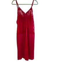Lorraine Vintage Red Lace Nylon Chemise Gown Dress Size 44 - $33.60