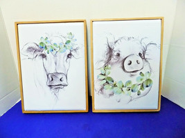 New Metal Cow Pig Framed Art Country Rustic Home Farmouse Animal Farm Decor - £18.17 GBP