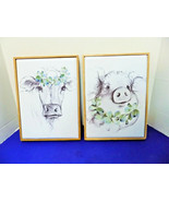 New Metal Cow Pig Framed Art Country Rustic Home Farmouse Animal Farm Decor - £17.99 GBP