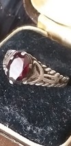 Antique Victorian 1901 Silver and Ruby Ring  UK O, US 7 Hallmarks Birmin... - £94.46 GBP