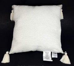 Croscill Camryn Silver &amp; White Fashion  Pillow w/ Tassels 18&quot; X 18&quot;  New - £29.26 GBP