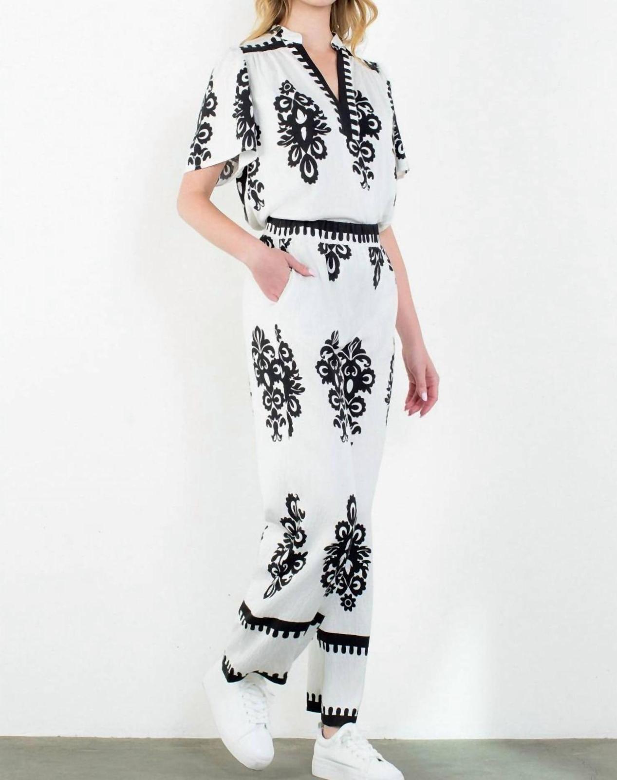 Thml Wide Leg Print Pants White - $51.00