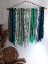 Boho yarn tapestry Boho style yarn tapestry - blue, denim, white, turquo... - $90.00