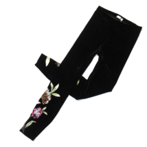 NWT Johnny Was Meriah in Black Embroidered Stretch Velvet Legging Pant XS - £74.39 GBP