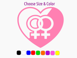 Women Symbol Lesbian Heart Lgbtq Pride Vinyl Window Sticker Choose Size Color - $2.81+