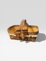 Vintage Woven Wood Basket Floral Fabric Lace Rustic Farmhouse Decor - $25.97