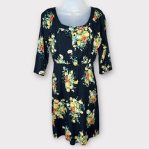 ANTHROPOLOGIE Maeve Black Floral Evangeline Fall Floral 3/4 Dress Size 2 - £26.76 GBP