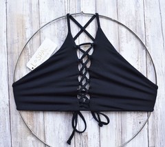 L*Space Swimwear Black Nikki LACE-UP High Neck Sexy Bikini Top (M) Nwt $88 - £47.95 GBP