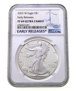 2023-W S$1 Argento American Eagle Proof Graded Da NGC Come PF69 Ultra Ca... - $98.10