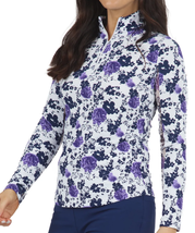 NWT Ladies IBKUL XENIA NAVY BLUE PLUM Long Sleeve Mock Golf Shirt S M L ... - £47.68 GBP