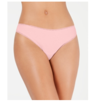 Charter Club Women&#39;s Lace Trim Cotton Thong, Pink , Size: Medium - $5.93