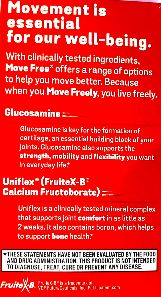 Schiff Move Free Advanced Glucosamine & FruiteX-B 200 Tablets EXP 11/2026 Item image 3