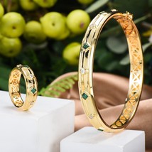Big Fashion Luxury Bold Bangle Ring jewelry sets For Women Wedding Party Cubic Z - £39.29 GBP