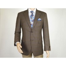 Mens sport Coat APOLLO KING Window Pane 100% Wool super 150's C14 Brown Coffee image 2