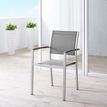 Shore Outdoor Patio Aluminum Dining Chair Silver Gray EEI-2272-SLV-GRY - £124.26 GBP