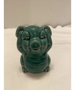 Ceramic Crackle Glazed Green Pig Figurines Hear-No Evil 3 1/2&quot; x 2 1/2&quot; ... - $4.00