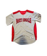 Washington Nationals MLB Dynasty Series Jersey Size L Gray Red Button Up - $37.22